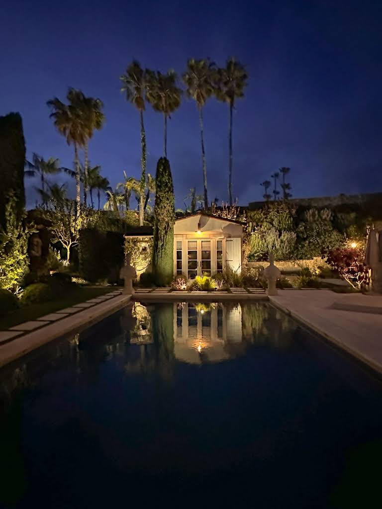 Upscale residence landscape downlighting setup